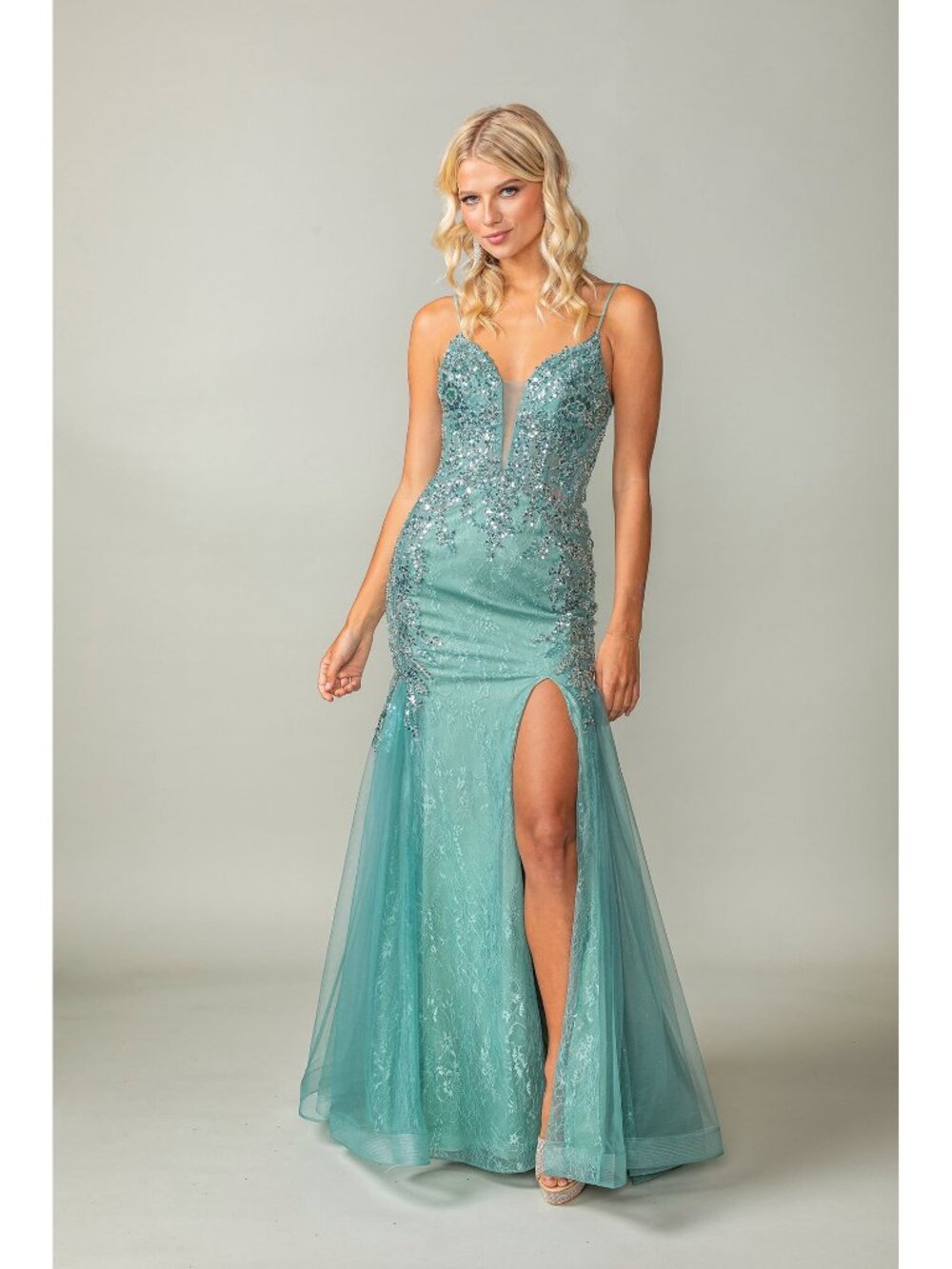 NEW SAGE Prom Gown Floor Length Embellished Formal Elegant Stunning 4352